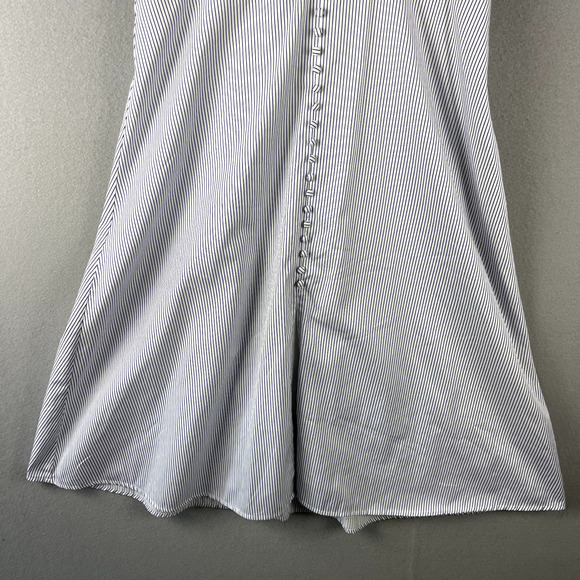 Alex Marie Fit Flare Dress Womens 10 Pinstripe Cinch Puff Sleeve Classy Minimal - Picture 3 of 14